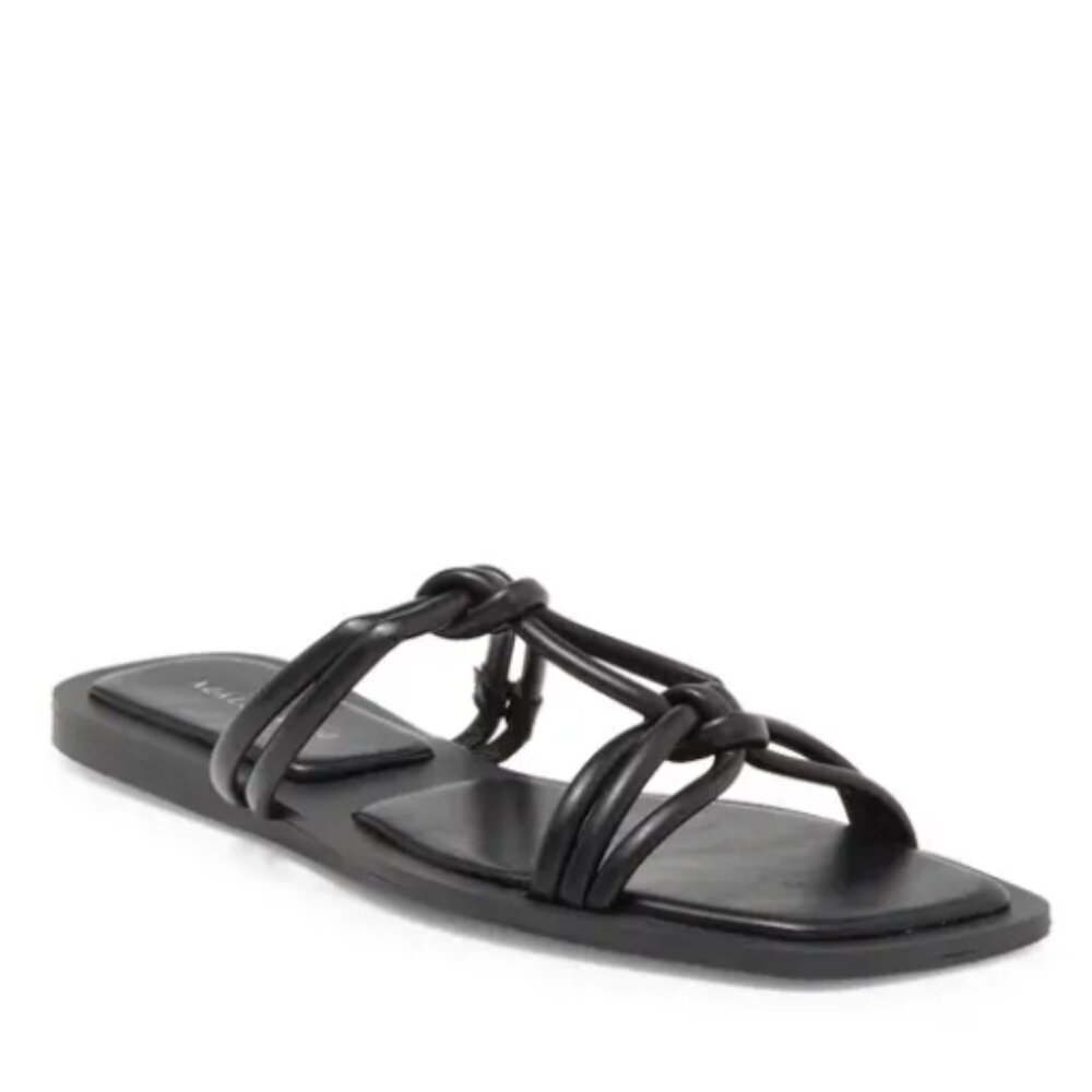 NWT Azalea Wang Stetson Black Flat Sandals Women’s Size 10 Slip On Summer Shoes